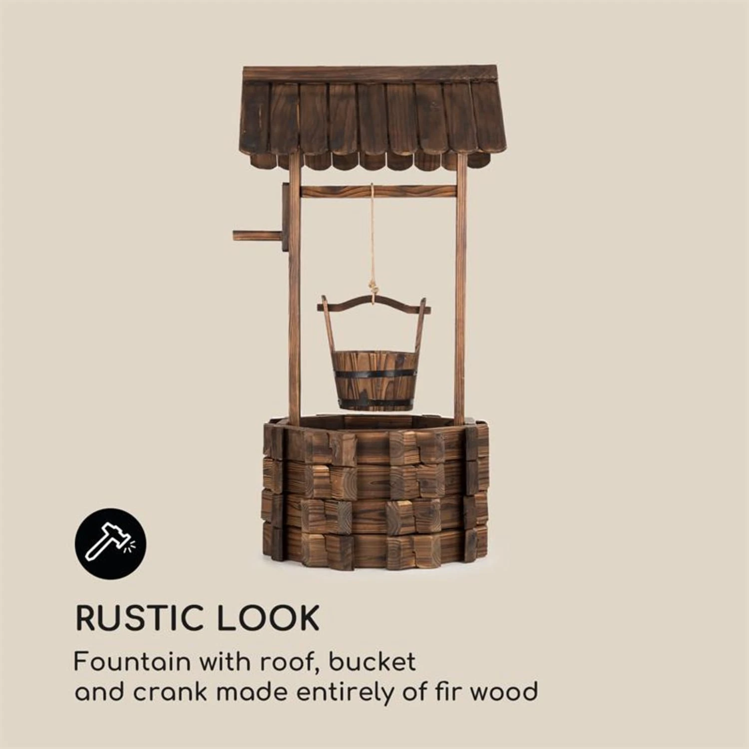 Andernach Zierbrunnen Tannenholz mit Eimer drehbare Kurbel Andernach Zierbrunnen Tannenholz Mit Eimer Drehbare Kurbel -Klarstein Verkaufs 10033353 yy 0004 logo Blumfeldt Andernach Zierbrunnen braun