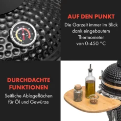 Queensize Kamado Grill Thermometer Abnehmbare Seitenteile Schwarz -Klarstein Verkaufs 10033377 de 0006 logo