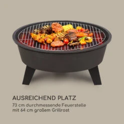 Nolana 2-in-1-Feuerschale Ø73cm Funkenschutz Ø64cm Grill Stahl Schwarz 3 Nolana 2-in-1-Feuerschale Ø73cm Funkenschutz Ø64cm Grill Stahl Schwarz -Klarstein Verkaufs 10033383 de 0004 logo