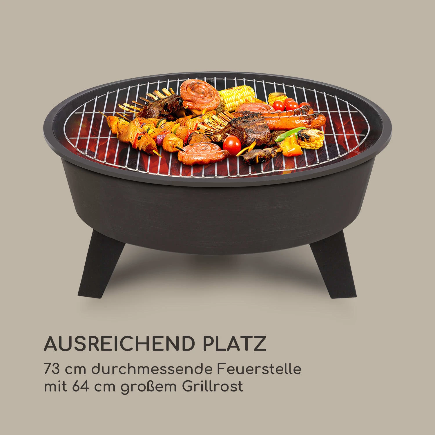 Nolana 2-in-1-Feuerschale Ø73cm Funkenschutz Ø64cm Grill Stahl schwarz Nolana 2-in-1-Feuerschale Ø73cm Funkenschutz Ø64cm Grill Stahl Schwarz -Klarstein Verkaufs 10033383 de 0004 logo