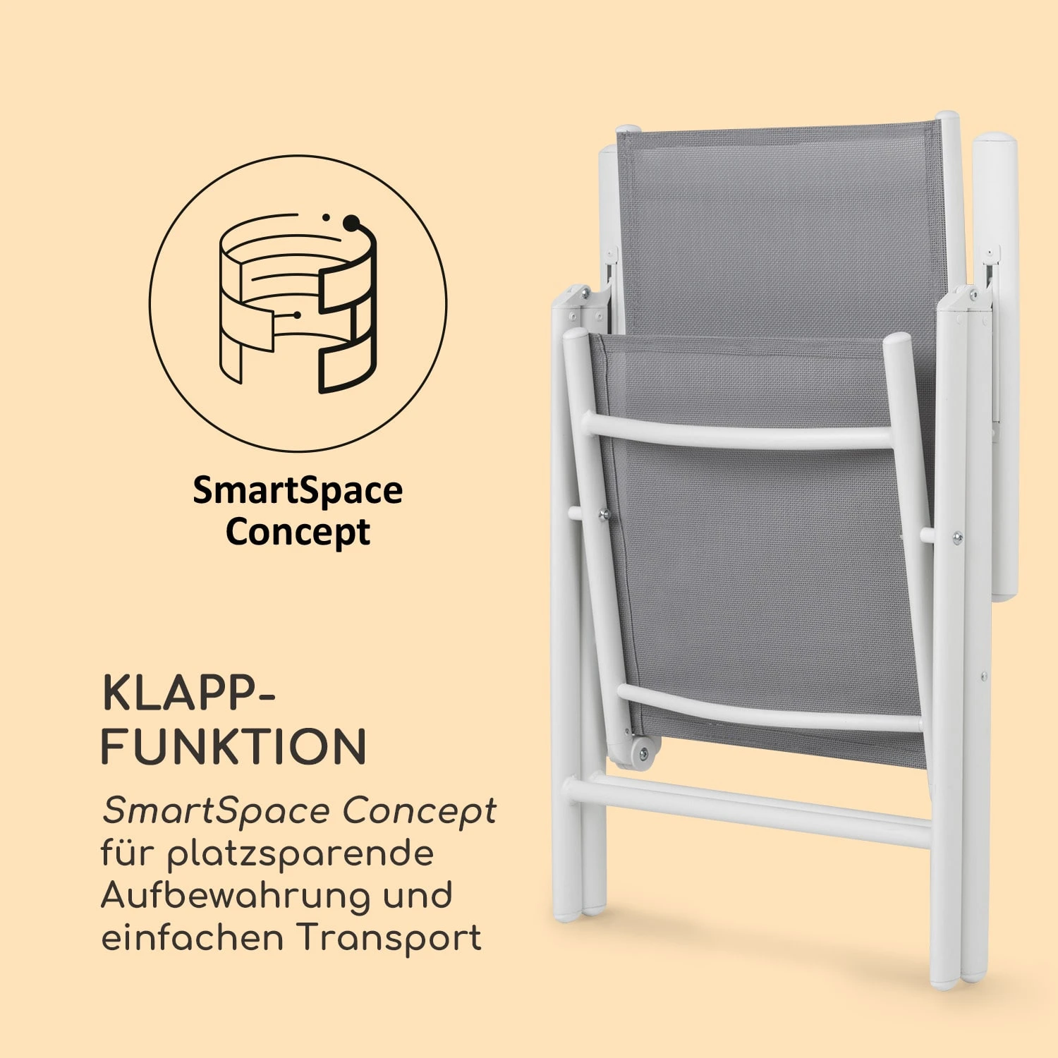 Almeria Klappstuhl 2er-Set 56,5x107x68 cm ComfortMesh Aluminium Almeria Klappstuhl 2er-Set 56,5x107x68 Cm ComfortMesh Aluminium -Klarstein Verkaufs 10033401 de 0006 logo