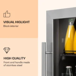 Beersafe 5XL Kühlschrank 148 Liter 3 Böden Panoramaglastür Edelstahl -Klarstein Verkaufs 10033435 uk 0003 logo