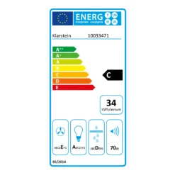 Contempo Neo Unterbau-Abzugshaube 60cm 175m³/h Edelstahl LED Acryl 9 Contempo Neo Unterbau-Abzugshaube 60cm 175m³/h Edelstahl LED Acryl -Klarstein Verkaufs 10033471 energy label