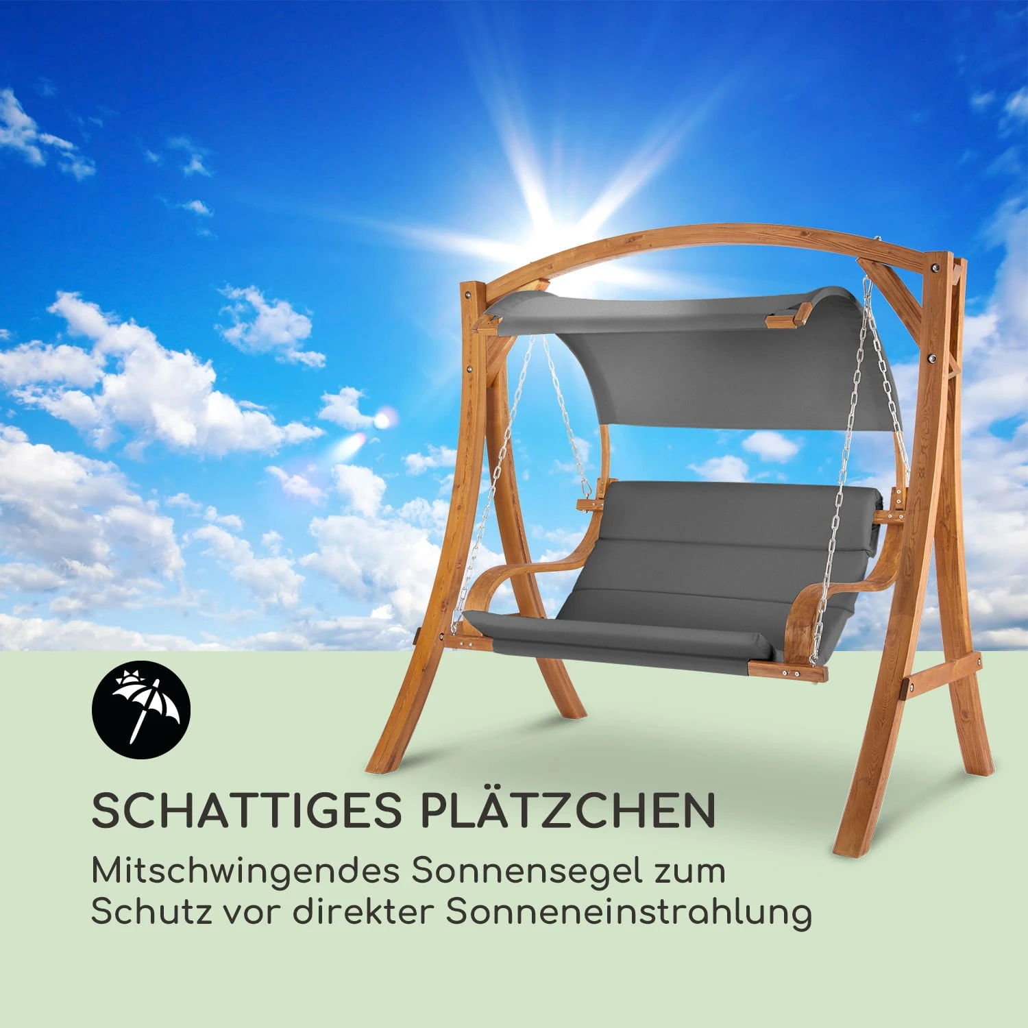 Maui Hollywoodschaukel 110 cm 2-Sitzer Massivholz Polyester dunkelgrau Maui Hollywoodschaukel 110 Cm 2-Sitzer Massivholz Polyester Dunkelgrau -Klarstein Verkaufs 10033573 de 0007 logo