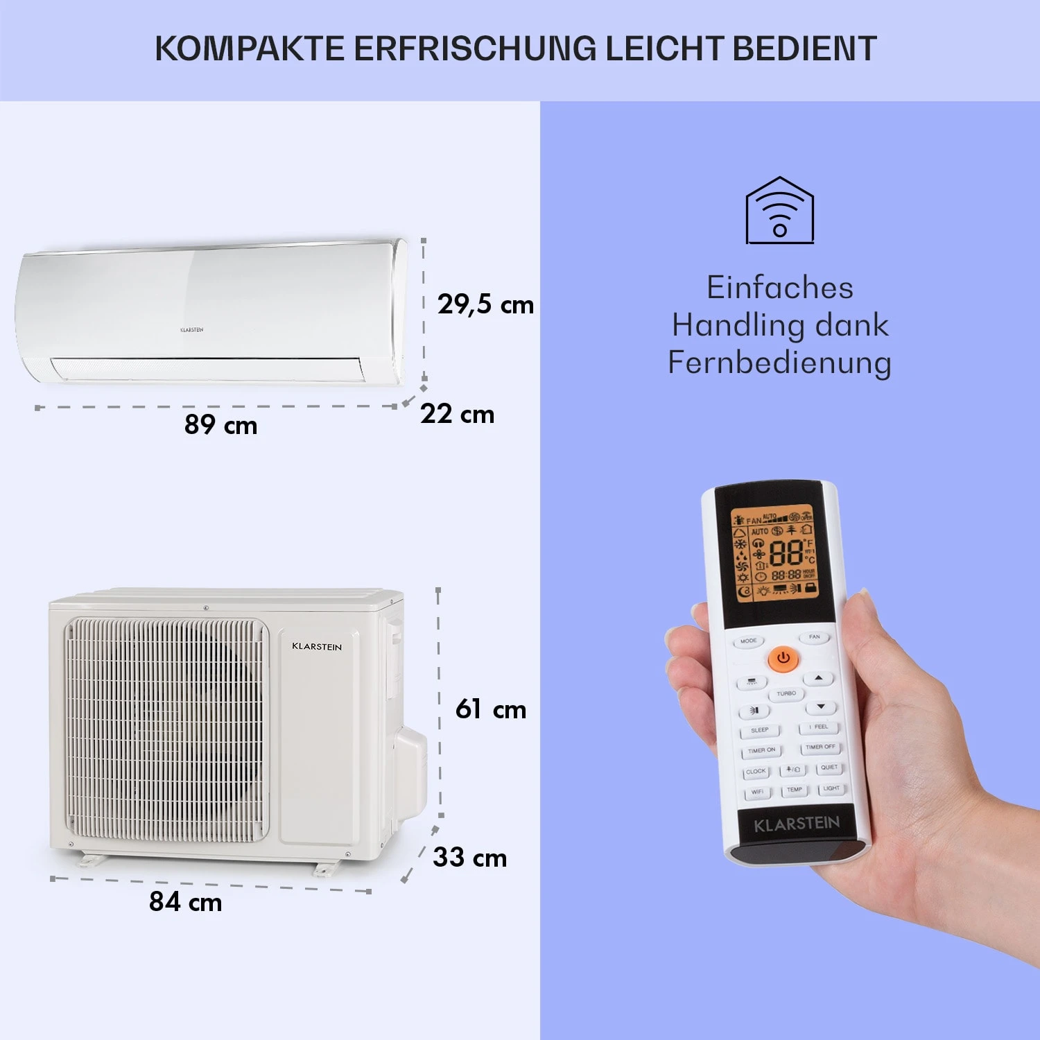 Windwaker Eco Split-Klimaanlage 12.000 BTU/3,5 kW Luftdurchsatz 680 m³/h max. A++ Windwaker Eco Split-Klimaanlage 12.000 BTU/3,5 KW Luftdurchsatz 680 M³/h Max. A++ -Klarstein Verkaufs 10033601 de 0006 usp