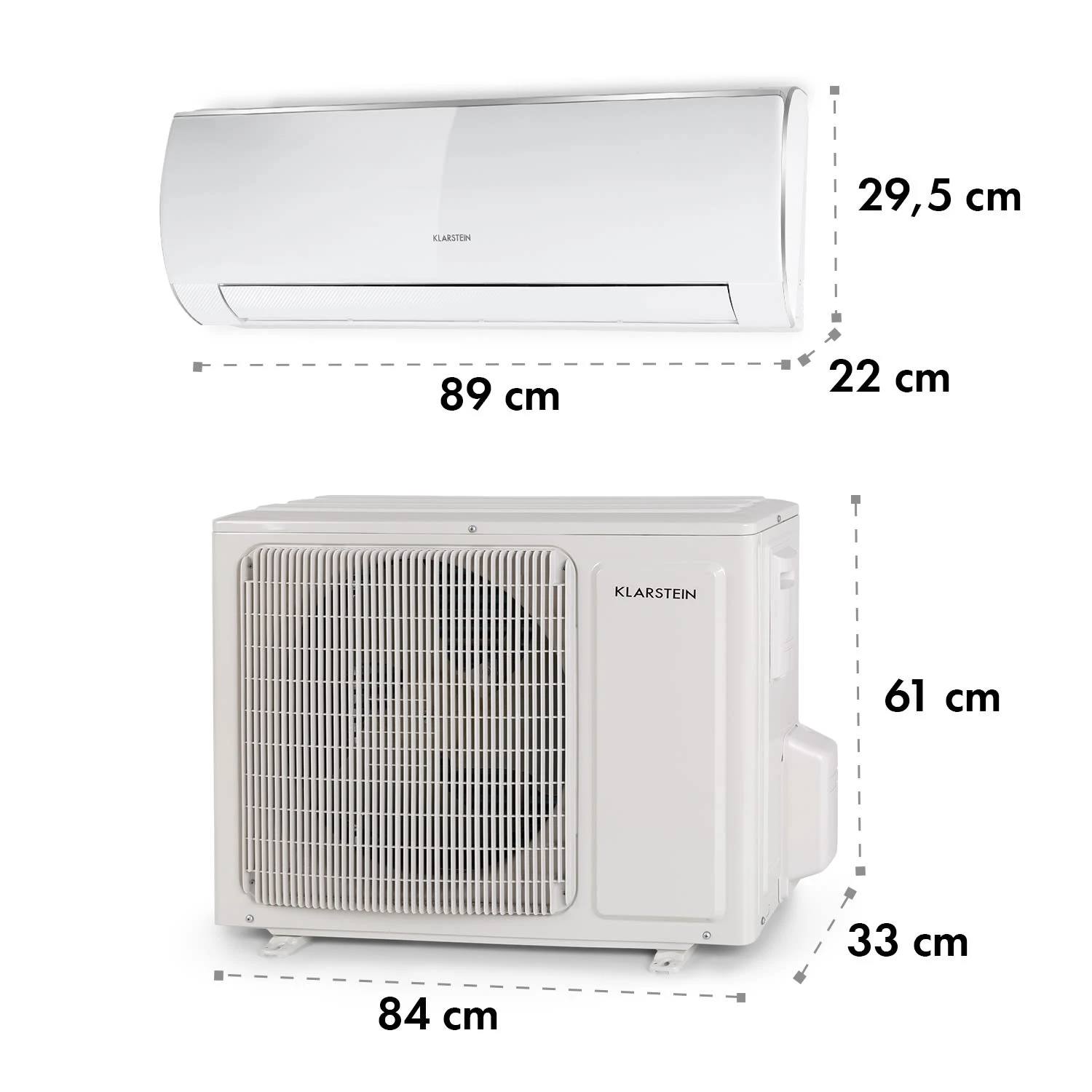 Windwaker Eco Split-Klimaanlage 12.000 BTU/3,5 kW Luftdurchsatz 680 m³/h max. A++ Windwaker Eco Split-Klimaanlage 12.000 BTU/3,5 KW Luftdurchsatz 680 M³/h Max. A++ -Klarstein Verkaufs 10033601 yy 0007 dimensions
