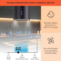 Beretta Inselabzugshaube Ø35cm 650m³/h LED Inkl. Aktivkohlefilter 2 Beretta Inselabzugshaube Ø35cm 650m³/h LED Inkl. Aktivkohlefilter -Klarstein Verkaufs 10033718 de 0003 usp