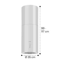 Beretta Inselabzugshaube Ø35cm Ab-/Umluft 650m³/h LED Edelstahl -Klarstein Verkaufs 10033719 yy 0011 dimensions