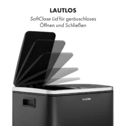 Trash Gordon Treteimer 30L / 2x15L Geräuschlos PP Edelstahl Schwarz 2 Trash Gordon Treteimer 30L / 2x15L Geräuschlos PP Edelstahl Schwarz -Klarstein Verkaufs 10033721 de 0003 logo