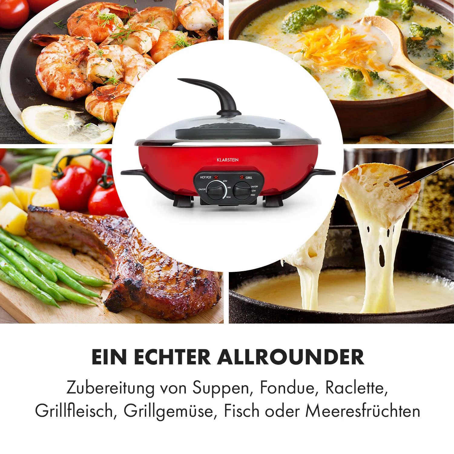 Szechuan Hot Pot und Grillplatte 5l Vol. 1350 W, 600 W rot Szechuan Hot Pot Und Grillplatte 5l Vol. 1350 W, 600 W Rot -Klarstein Verkaufs 10033779 de 0005 logo