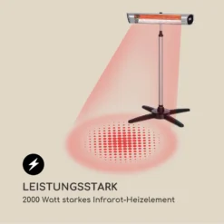 Dark Wave Stand Infrarot-Heizstrahler 2000W Goldbeschichtete Carbonröhre IP65 Standfuß -Klarstein Verkaufs 10033811 de 0004 logo