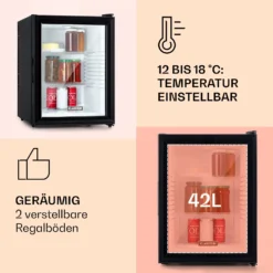 Brooklyn 42 Mini-Kühlschrank Glastür LED Ablage 3 Brooklyn 42 Mini-Kühlschrank Glastür LED Ablage -Klarstein Verkaufs 10033821 de 0004 usp