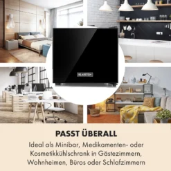 Frosty Mini-Kühlschrank EEC A Spiegelglastür 10 Liter Schwarz -Klarstein Verkaufs 10033836 de 0006 logo