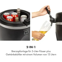 Tap2Go Mobile 2-in1 Bierzapfanlage Mit Getränkekühler 5l/13l Schwarz -Klarstein Verkaufs 10034006 de 0003 logo