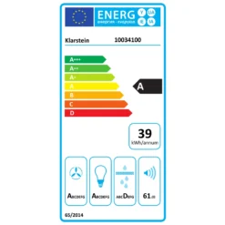 Helena 60 Dunstabzugshaube 595 M³/h LED-Display Schwarz -Klarstein Verkaufs 10034100 energy label