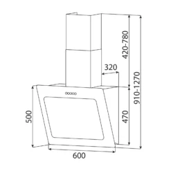 Helena 60 Dunstabzugshaube 595 M³/h LED-Display Schwarz -Klarstein Verkaufs 10034100 yy 0010 dimensions