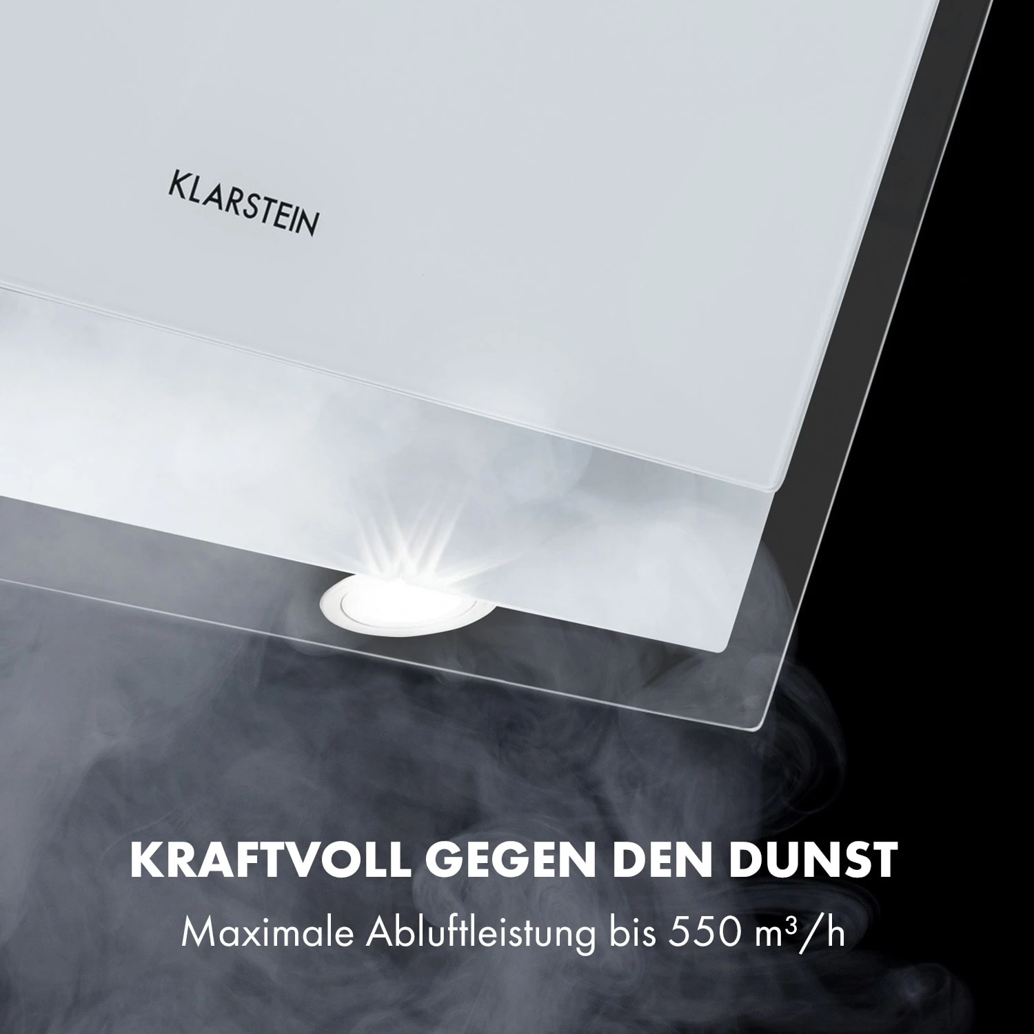 Mirage 60 Dunstabzugshaube 550 m³/h Touch-Panel Ambient EEC A++ weiß Mirage 60 Dunstabzugshaube 550 M³/h Touch-Panel Ambient EEC A++ Weiß -Klarstein Verkaufs 10034151 de 0003 logo