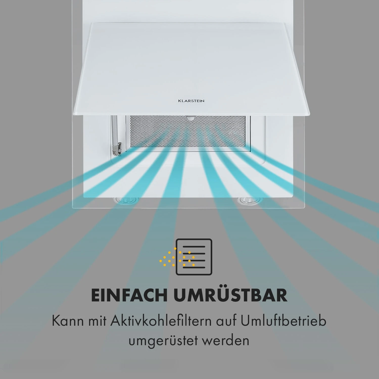 Mirage 60 Dunstabzugshaube 550 m³/h Touch-Panel Ambient EEC A++ weiß Mirage 60 Dunstabzugshaube 550 M³/h Touch-Panel Ambient EEC A++ Weiß -Klarstein Verkaufs 10034151 de 0006 logo