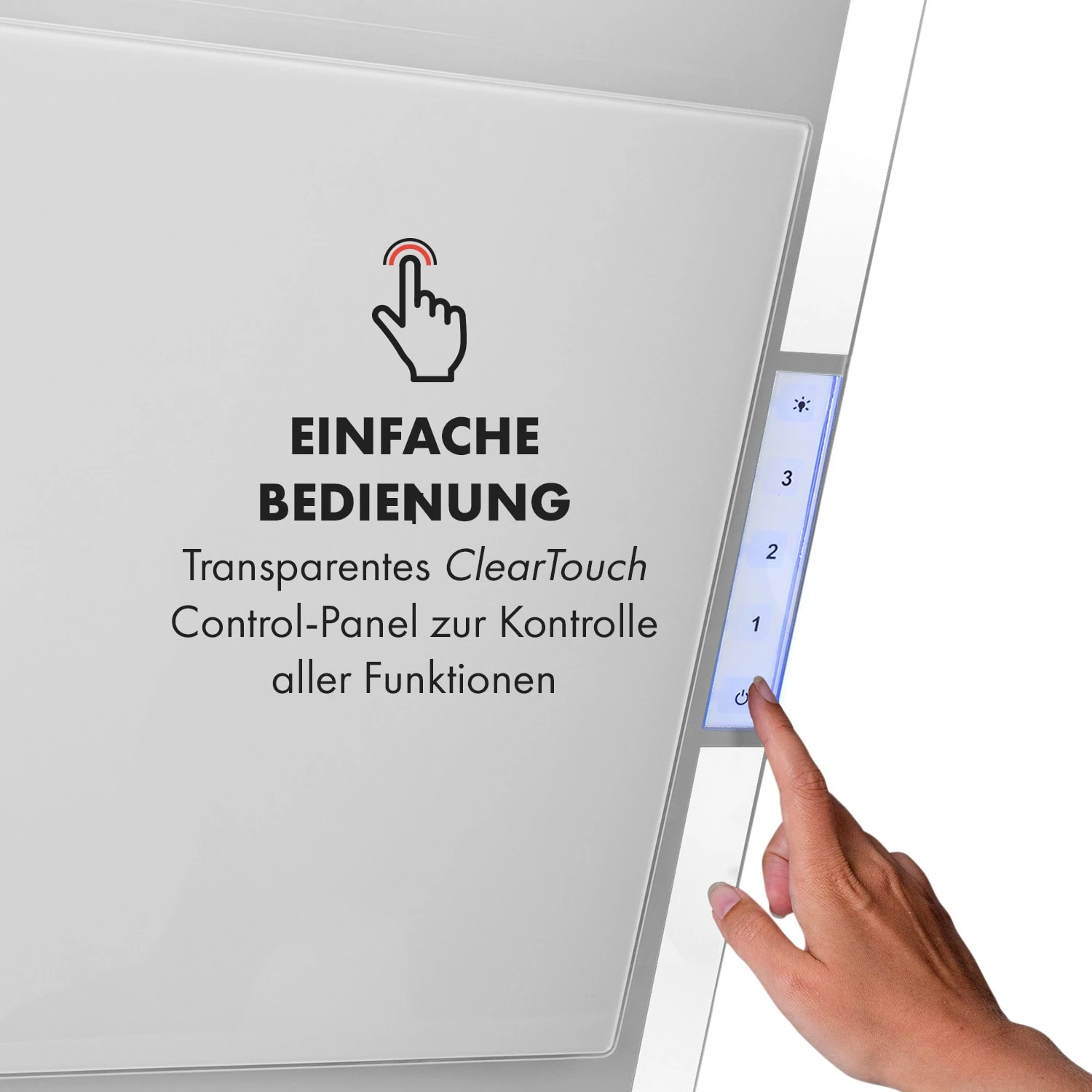 Mirage 60 Dunstabzugshaube 550 m³/h Touch-Panel Ambient EEC A++ weiß Mirage 60 Dunstabzugshaube 550 M³/h Touch-Panel Ambient EEC A++ Weiß -Klarstein Verkaufs 10034151 de 0008 logo