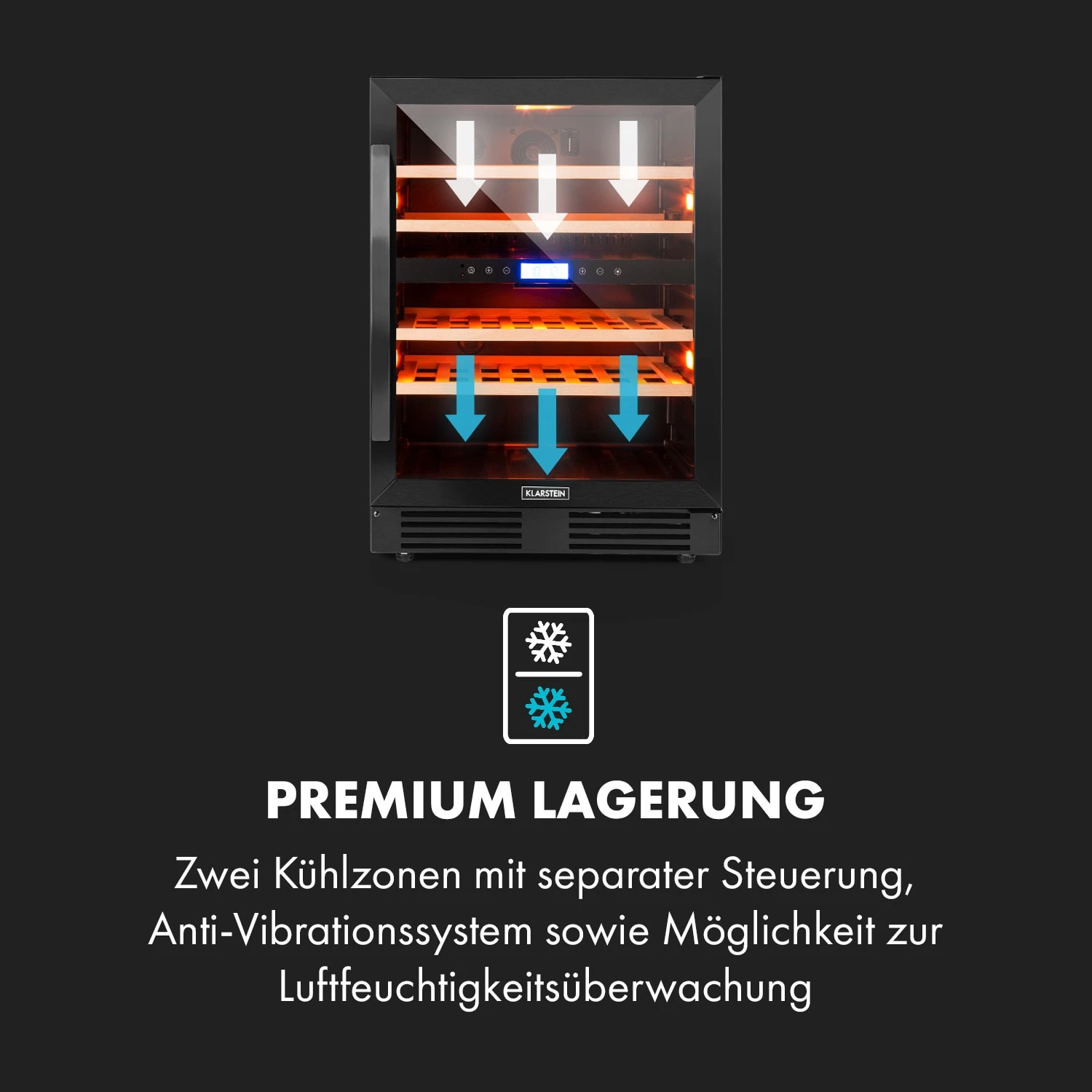 Vinovilla 43 Built-In Duo Onyx Weinkühlschrank 129l 43 Fl. 2 Zonen Vinovilla 43 Built-In Duo Onyx Weinkühlschrank 129l 43 Fl. 2 Zonen -Klarstein Verkaufs 10034155 de 0006 logo