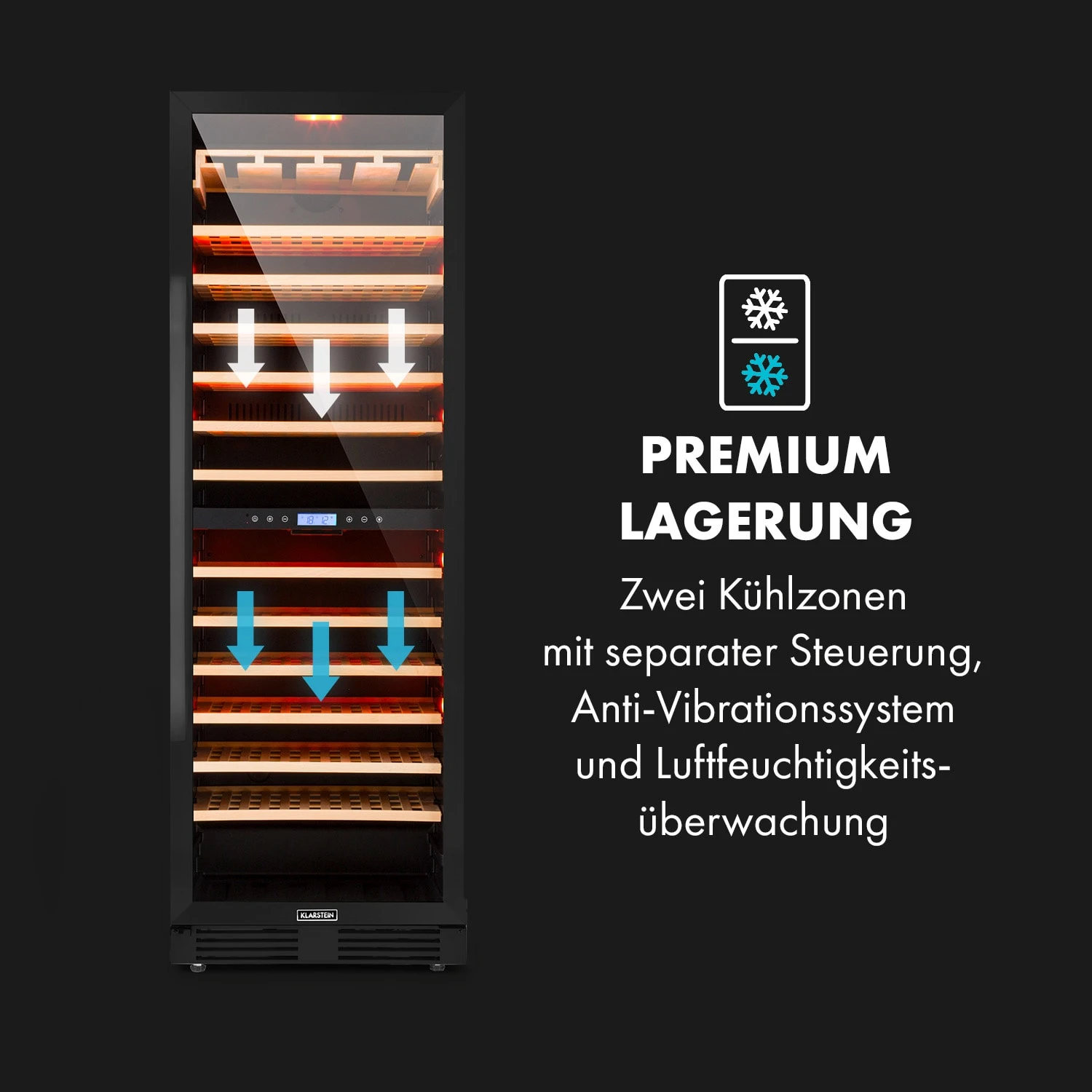 Vinovilla Grande 162 Built-in Duo Onyx Weinkühlschrank 425 Ltr 162 Fl. Vinovilla Grande 162 Built-in Duo Onyx Weinkühlschrank 425 Ltr 162 Fl. -Klarstein Verkaufs 10034157 de 0007 logo