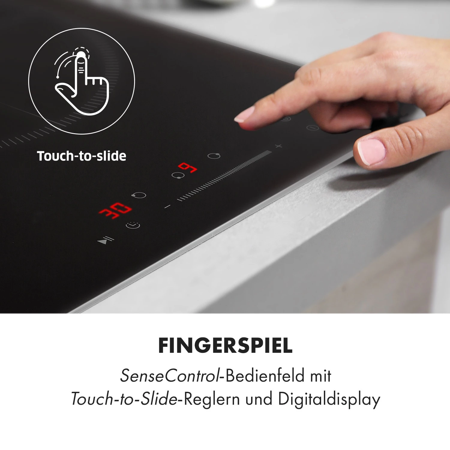 Delicatessa 3 Induktionskochfeld 3 Zonen 5800W Glaskeramik schwarz Delicatessa 3 Induktionskochfeld 3 Zonen 5800W Glaskeramik Schwarz -Klarstein Verkaufs 10034193 de 0005 logo