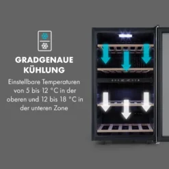 Vinamour 45 DuoWeinkühlschrank 2 Zonen 118 Ltr / 45 Fl 5-18 °C -Klarstein Verkaufs 10034216 de 0005 logo
