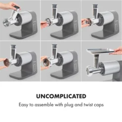 Mett Max Elektrischer Fleischwolf 600W Kupfermotor Aluminium -Klarstein Verkaufs 10034244 yy 0003 logo Klarstein Mett Max elektrischer Fleischwolf grau