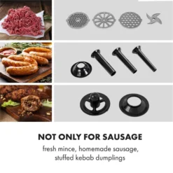 Mett Max Elektrischer Fleischwolf 600W Kupfermotor Aluminium -Klarstein Verkaufs 10034244 yy 0004 logo Klarstein Mett Max elektrischer Fleischwolf grau