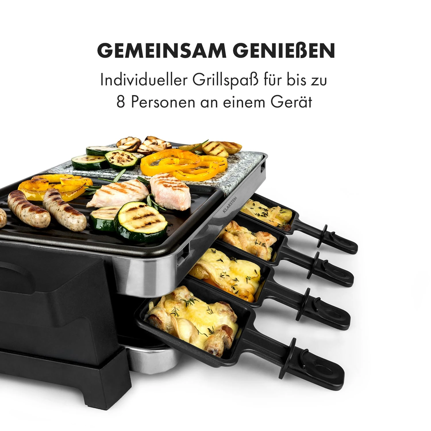 Sirloin Raclette 1500W Aluminium / Stein 8 Personen Kontroll-LED Sirloin Raclette 1500W Aluminium / Stein 8 Personen Kontroll-LED -Klarstein Verkaufs 10034275 de 0005 logo
