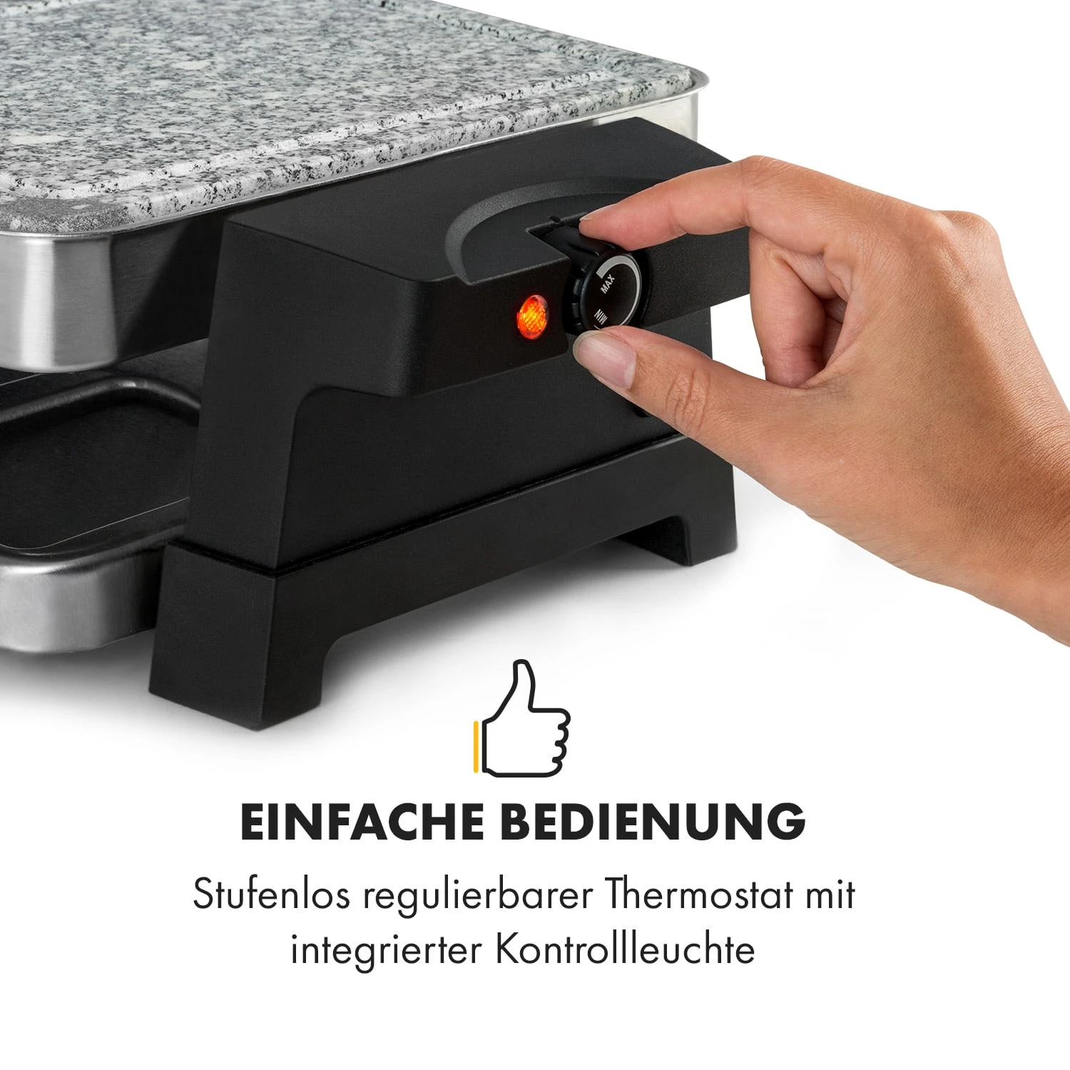 Sirloin Raclette 1500W Aluminium / Stein 8 Personen Kontroll-LED Sirloin Raclette 1500W Aluminium / Stein 8 Personen Kontroll-LED -Klarstein Verkaufs 10034275 de 0007 logo