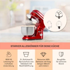 Bella Elegance Küchenmaschine 2000 W 2,7 PS 5,2 Ltr Edelstahl BPA-frei -Klarstein Verkaufs 10034364 de 0003 usp
