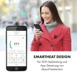 Bornholm Smart Konvektions-Heizgerät | 2000 W | SmartHeat Design: WiFi-Verbindung | LED-Display | 24-h-Timer | 2 Heizstufen: 1000 / 2000 W | IP24: Spritzwassergeschützt | Fernbedienung | Standgerät -Klarstein Verkaufs 10034391 de 0008 logo