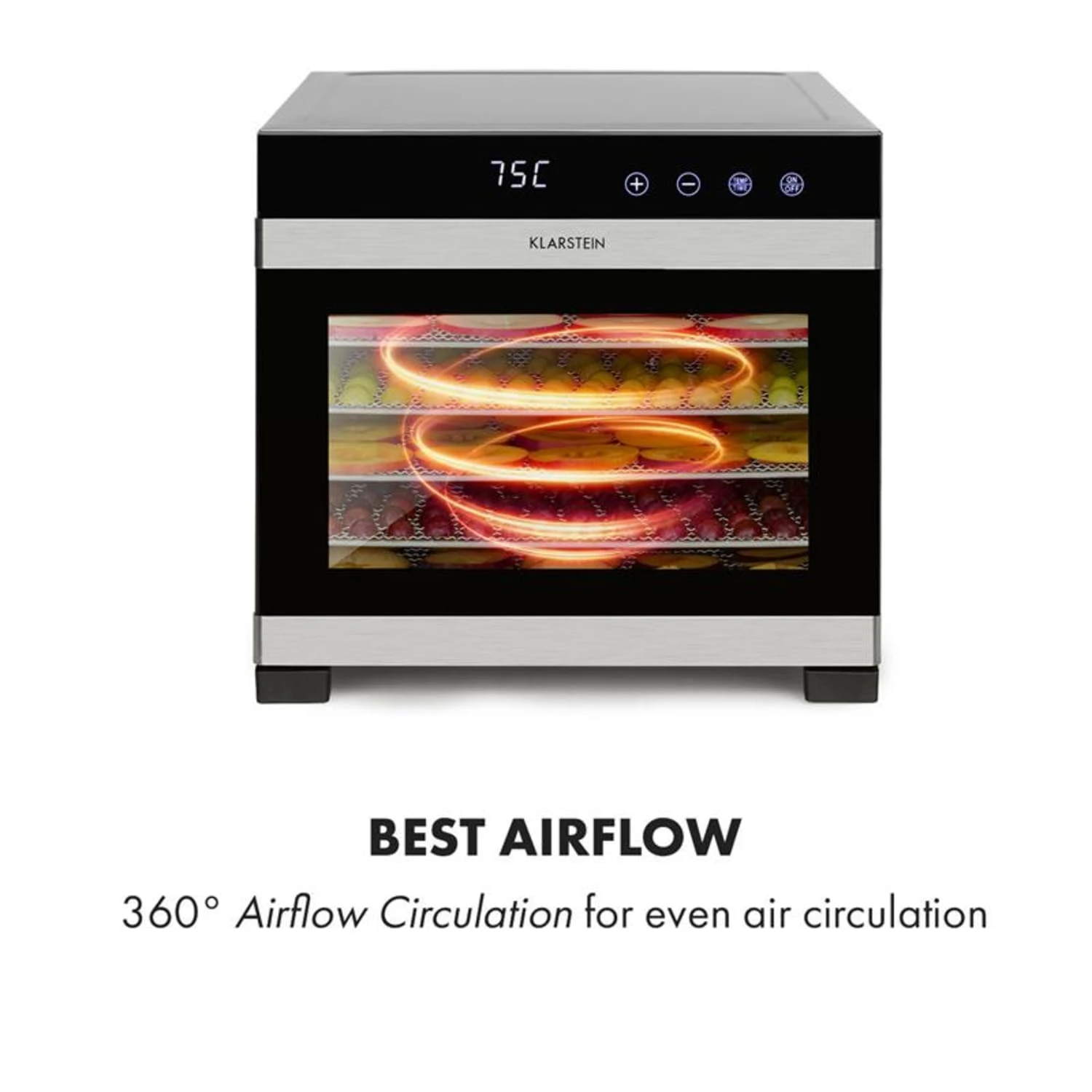 Flavour Dry Dörrautomat Temperatur: 35 - 75 °C digitaler Thermostat Flavour Dry Dörrautomat Temperatur: 35 - 75 °C Digitaler Thermostat -Klarstein Verkaufs 10034423 yy 0004 logo Klarstein Flavour Dry Doerrautomat schwarz