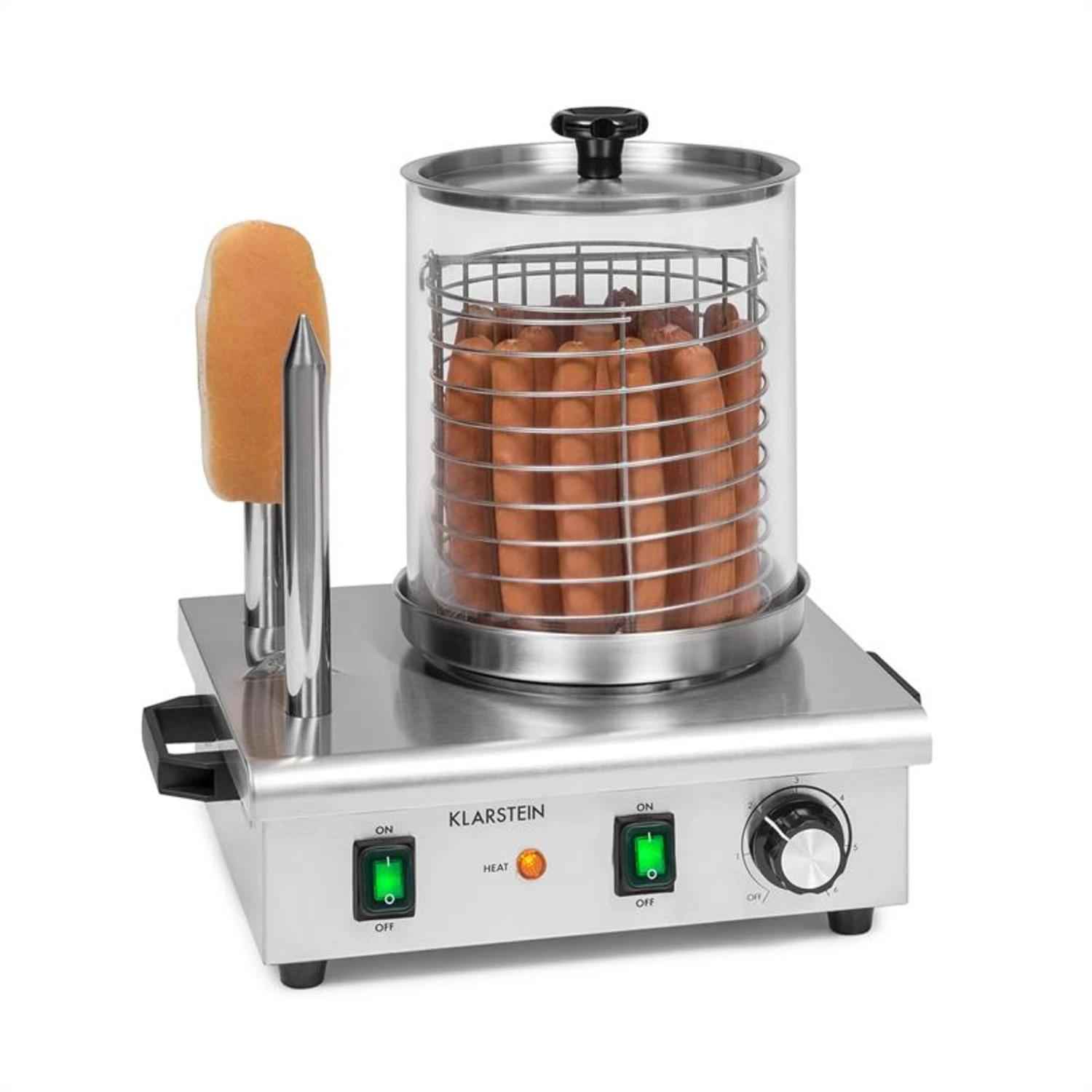Wurstfabrik Pro 550 Hot Dog Maker 550W 2 Spieße 5L 30-100°C Edelstahl Wurstfabrik Pro 550 Hot Dog Maker 550W 2 Spieße 5L 30-100°C Edelstahl -Klarstein Verkaufs 10034453 yy 0001 titel Klarstein Wurstfabrik Pro 550 Hot Dog Maker 550W