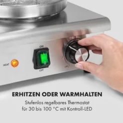 Wurstfabrik 600 Hot Dog Maker 600W 3 Spieße 5L 30-100°C Glas Edelstahl -Klarstein Verkaufs 10034454 de 0003 logo