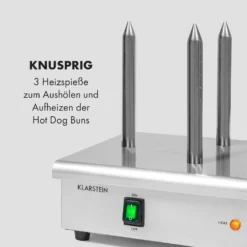 Wurstfabrik 600 Hot Dog Maker 600W 3 Spieße 5L 30-100°C Glas Edelstahl -Klarstein Verkaufs 10034454 de 0005 logo