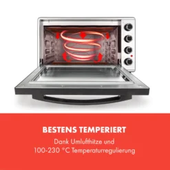 Masterchef 45 Mini-Backofen 45l 2000W 100-230 °C Timer Silber -Klarstein Verkaufs 10034497 de 0003 logo