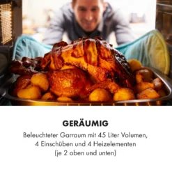 Masterchef 45 Mini-Backofen 45l 2000W 100-230 °C Timer Silber -Klarstein Verkaufs 10034497 de 0004 logo