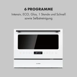 Azuria Geschirrspülmaschine 1380W 6,5L 6 Gedecke Schwarze Glasfront 4 Azuria Geschirrspülmaschine 1380W 6,5L 6 Gedecke Schwarze Glasfront -Klarstein Verkaufs 10034510 de 0005 logo