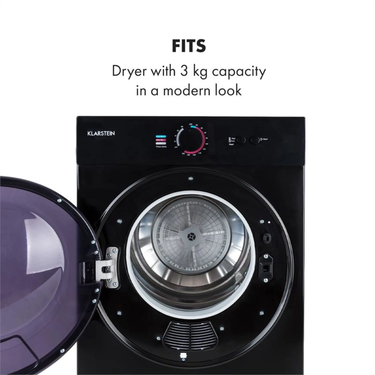 Jet Set Mini-Wäschetrockner Ablufttrockner 1020W EEK C 3kg 50cm Jet Set Mini-Wäschetrockner Ablufttrockner 1020W EEK C 3kg 50cm -Klarstein Verkaufs 10034512 yy 0006 logo Klarstein Jet Set Waeschetrockner schwarz