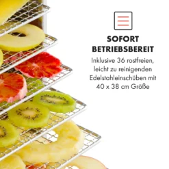 Master Jerky 550 Dörrautomat 2400W 40-90 °C 24h-Timer Edelstahl Silber -Klarstein Verkaufs 10034546 de 0004 logo