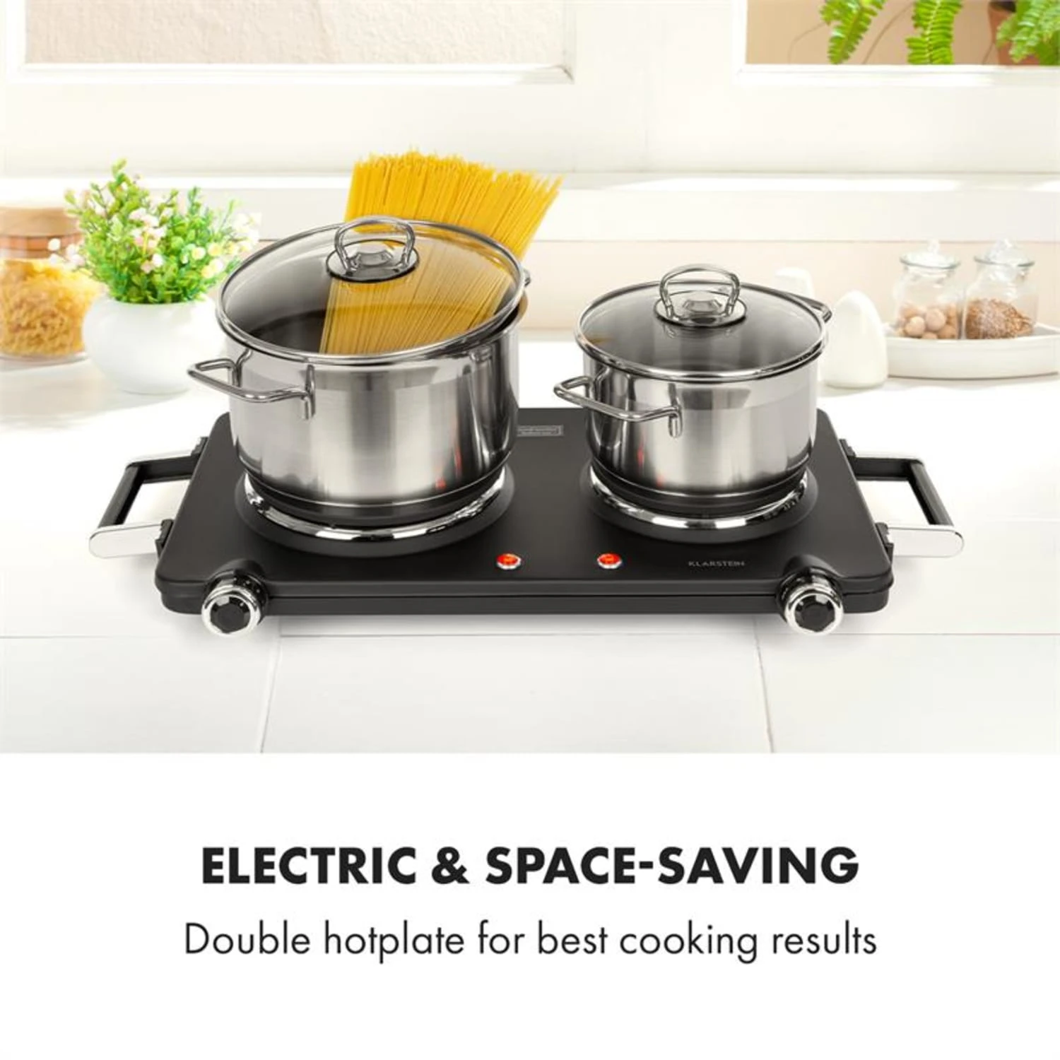 Cookorama Doppelkochplatte 1900-2250 W 150/180 mm Ø 5 Stufen schwarz Cookorama Doppelkochplatte 1900-2250 W 150/180 Mm Ø 5 Stufen Schwarz -Klarstein Verkaufs 10034573 yy 0002 logo Klarstein Cookorama Doppelkochplatte schwarz