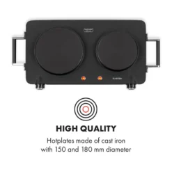 Cookorama Doppelkochplatte 1900-2250 W 150/180 Mm Ø 5 Stufen Schwarz 2 Cookorama Doppelkochplatte 1900-2250 W 150/180 Mm Ø 5 Stufen Schwarz -Klarstein Verkaufs 10034573 yy 0003 logo Klarstein Cookorama Doppelkochplatte schwarz
