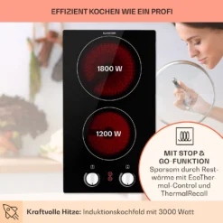 EasyCook Domino Keramikkochfeld 3000W Drehregler Schwarz -Klarstein Verkaufs 10034603 de 0003 usp