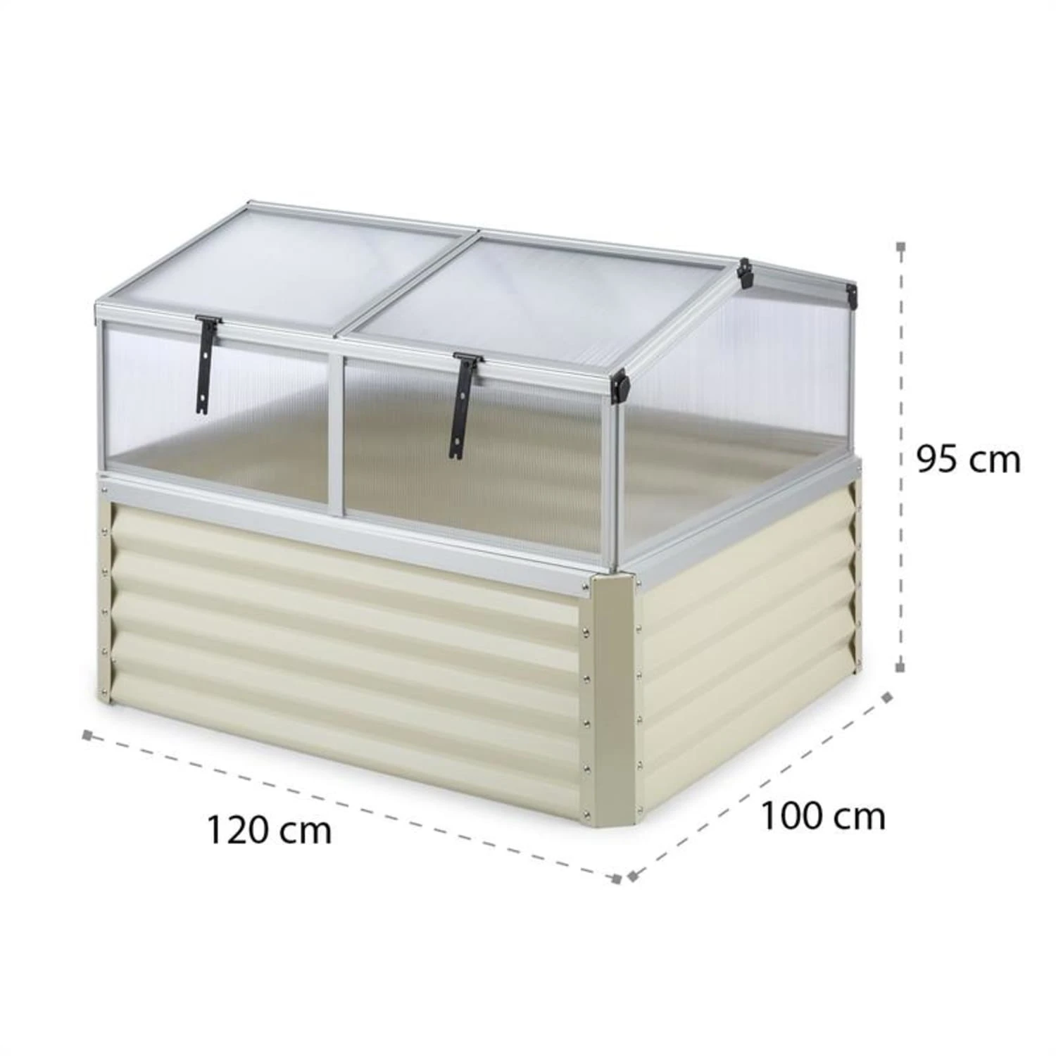 High Grow Advanced Hochbeet mit Dach 120x95x100cm 540l Stahl verzinkt High Grow Advanced Hochbeet Mit Dach 120x95x100cm 540l Stahl Verzinkt -Klarstein Verkaufs 10034689 yy 0008 logo Blumfeldt High Grow Advanced beige