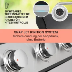 Tomahawk Gasgrill 5x3,6 KW + 2,7 KW Brenner 80x43,5 Cm Grill Edelstahl -Klarstein Verkaufs 10034712 de 0004 usp