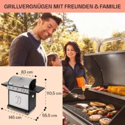 Tomahawk Gasgrill 5x3,6 KW + 2,7 KW Brenner 80x43,5 Cm Grill Edelstahl -Klarstein Verkaufs 10034712 de 0006 usp