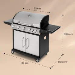 Tomahawk Gasgrill 5x3,6 KW + 2,7 KW Brenner 80x43,5 Cm Grill Edelstahl -Klarstein Verkaufs 10034712 yy 0007 dimensions