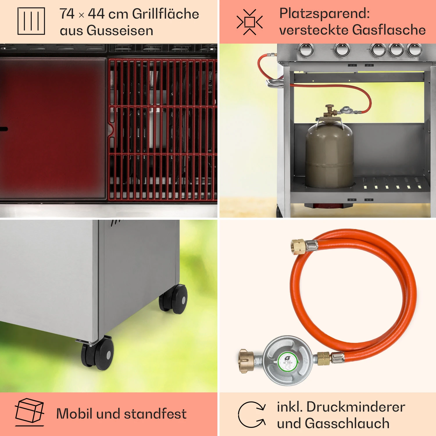 Valkyrie Gasgrill 4x3,5 kW + 3,15 kW Brenner 74x44 cm Grill Edelstahl Valkyrie Gasgrill 4x3,5 KW + 3,15 KW Brenner 74x44 Cm Grill Edelstahl -Klarstein Verkaufs 10034715 de 0005 usp